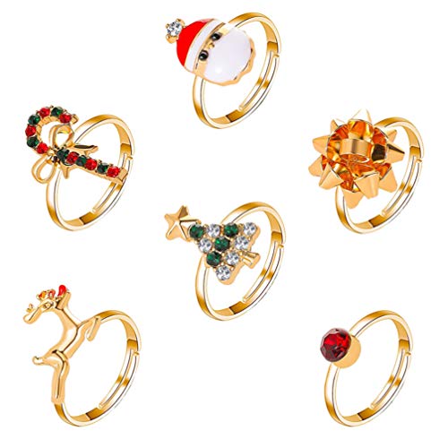 Happyyami 6Pcs Weihnachtsschmuck Setzt Weihnachtsring Weihnachtsgeschenke Urlaub Festlichen Schmuck für Frauen Teenager Mädchen von Happyyami