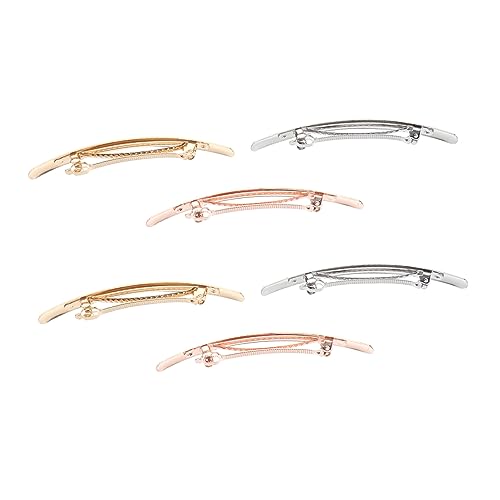 Happyyami 6stücke Haarspangen Für Mädchen Und Frauen Gold Gebürstet Silber Gebürstet Roségold Schmal Lang Glatte Oberfläche Haarschmuck Krawatte von Happyyami