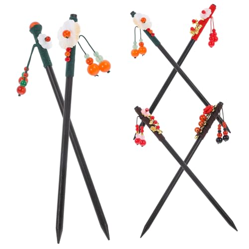 Happyyami 6stücke Haarstäbchen Mit Blumenquaste Vintage-haarstab Für Damen Haarknoten-accessoires Aus Holz Glatt Und Robust Für Verschiedene Frisuren Und Anlässe von Happyyami