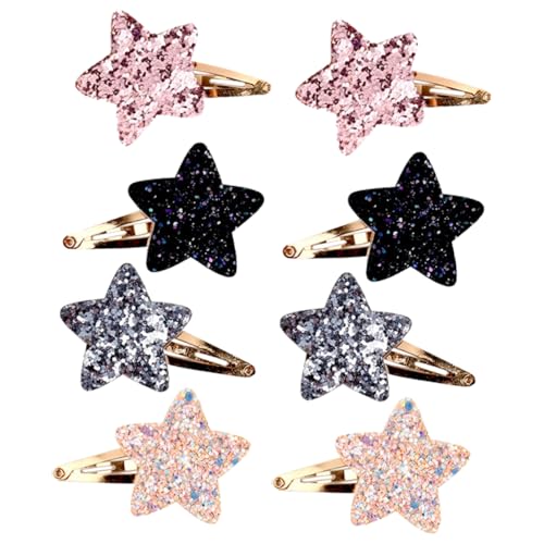 Happyyami 8stücke Stern Haarspangen Pailletten Druckknopf Clips Dekorative Haar Clips Kleine Haarspangen Für Mädchen Frauen von Happyyami