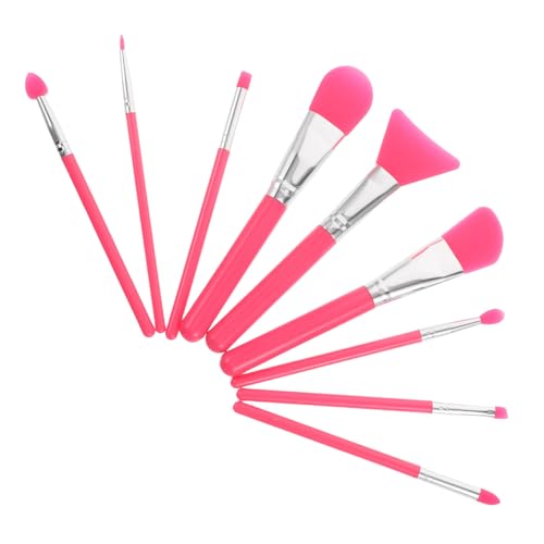 Happyyami 9-Teiliges Set Make-up-Pinsel-Set Wiederverwendbarer Make -up - Make-up-Pinsel-Lidschatten Bürste für Flacher Lidschattenpinsel Plastik rot von Happyyami