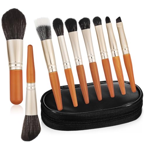 Happyyami 9Stücke Teiliges Make Up Bürstenset mit Aufbewahrungstasche Professionelle Kosmetikpinsel für Täglichen Gebrauch und Reisen Lidschatten und Konturpinsel von Happyyami