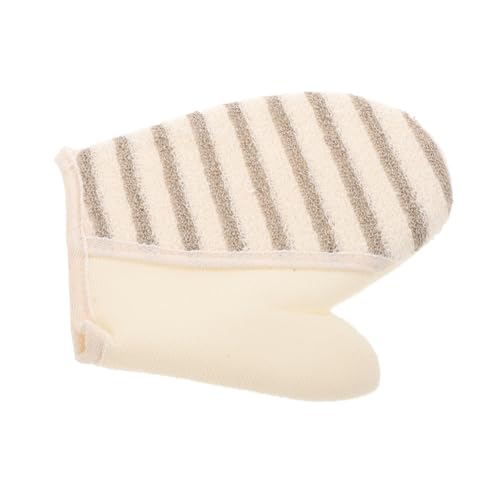 Happyyami Badetuch Peeling Waschen Nasse Haut Körperpeeling Sanfte Reinigung Peeling Dusche Badehandschuh Badehandschuh Badezubehör Badezubehör Badeschaumhandschuh Flachs von Happyyami