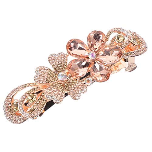 Happyyami Strass Blume Haarspange Damen Haar Clip Federhaarspange Frühling Schmuck Haar Dekor Blumenhaarschmuck von Happyyami