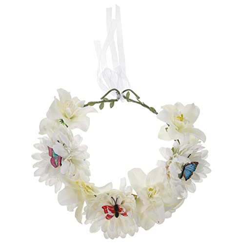 Happyyami Bohemian Blumenkranz Für Hochzeiten Haarreifen Mit Künstlichen Blumen Für Festivals Und Strandfeiern Für Damen Und Mädchen Stilvolles Haarschmuck-accessoire von Happyyami