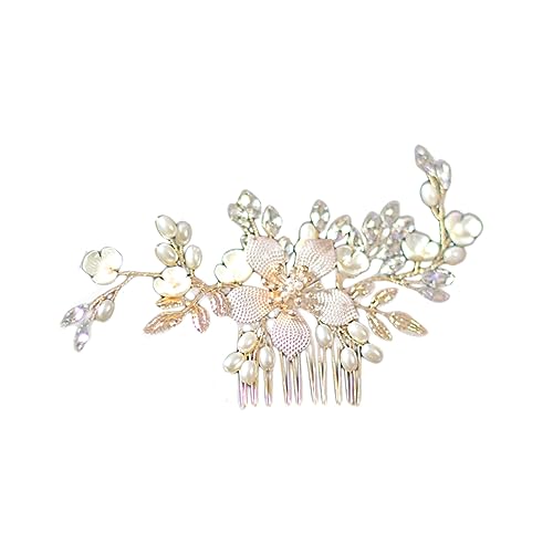 Happyyami Hochzeitshaarkamm Für Damen Ovaler Brautschmuck Mit Strass Und Perlen Legierungskopfschmuck Für Hochzeiten Abendessen Und Tanzveranstaltungen von Happyyami