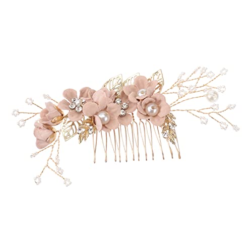 Happyyami Brautschmuck Haarkamm mit Kristallen Haaraccessoires für Hochzeiten Rosa Haarschmuck für Bräute und Besondere Anlässe von Happyyami