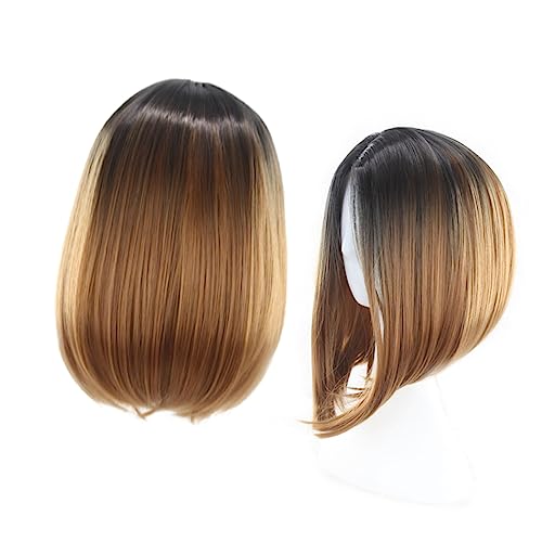 Happyyami Damen Bob Perücke Farbverlauf Hohe Temperatur Kunsthaar Cosplay Perücke mit Spitze für Alltag und Halloween von Happyyami