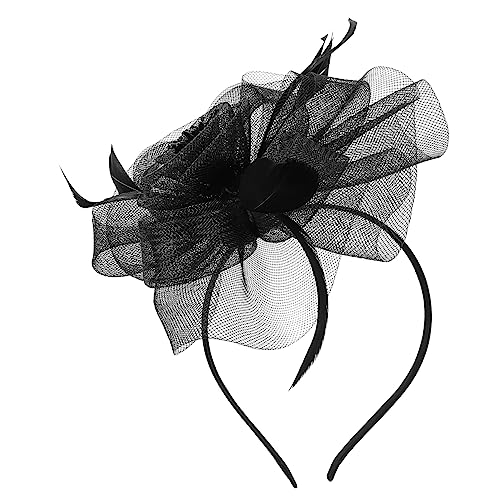 Happyyami Damen Fascinator Hut Mit Netzschleier Und Federn Headpiece Für Hochzeiten Teepartys Und Besondere Anlässe Exaggerated Headband Für von Happyyami
