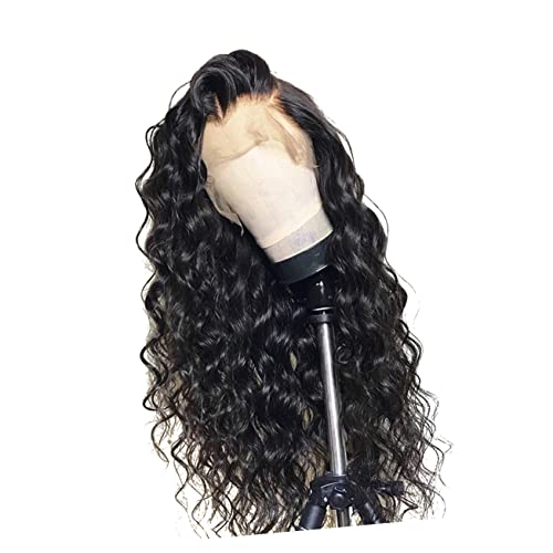 Happyyami Damen Lange Lockige Haarperücke Front Lace Perücke Natürlich Aussehend Elastische Netzperücke Schwarze Farbe Bigls Mode Perücke Abdeckung Für Jeden Anlass von Happyyami
