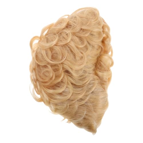 Happyyami Damen Perücke Kurze Perücke Cosplay Lustig Lockig Menschlich Partyperücken Für Frauen Kleid Knall Falsche Haare Künstlich Wellig Realistisch Golden Echtes Haar von Happyyami