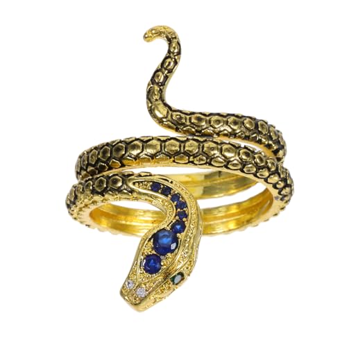 Happyyami 1Stück Kreativer Schlangenring für Damen und Herren Einzigartiger Finger Schmuck für Besondere Anlässe Verstellbarer Ring in Royal Blau Geschenkidee für Freunde und Familie von Happyyami