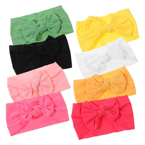 Happyyami 8stücke Haarband Mit Schleife Elastisch Stirnband Haarbänder Für Neugeborene Kleinkinder Kopfbedeckungen Rot Gelb Grün Orange von Happyyami