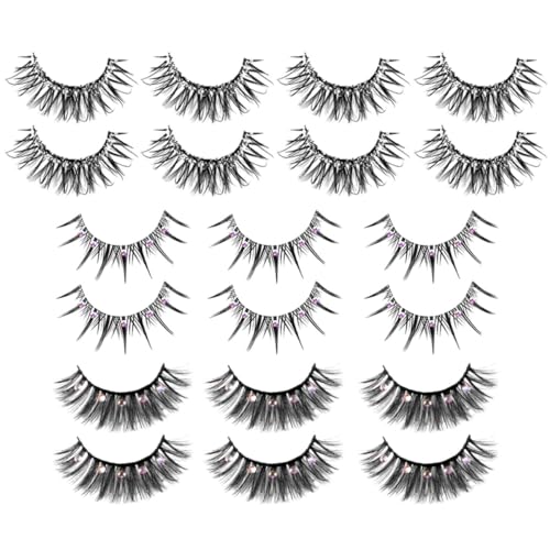 Happyyami 10paare Künstliche Wimpern Natürliches Aussehen Wimpern Mit Strasssteinen Make-up-zubehör Für Frauen Und Mädchen Geeignet Für Partys Feste Und Tägliche Nutzung von Happyyami
