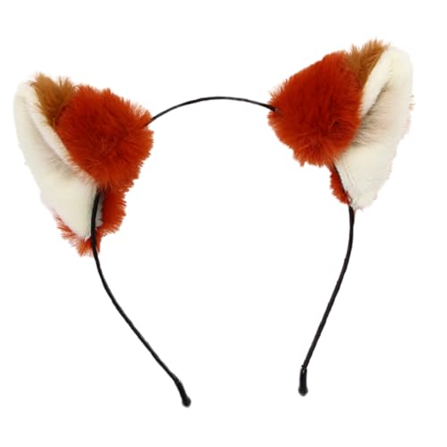 Happyyami Fuchs-ohren-haarreif Mit Wolfsstirnband Katzenohren Für Damen Tierohren-kopfschmuck Für Cosplay Verkleidungsrequisiten Für Halloween-party Rotbraun Plüschig von Happyyami