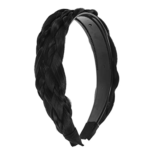 Happyyami Braid Wig Headband Für Breiter Geflochtener Haarreifen Natürlichem Schwarz Für Sport Make-up Und Alltag Bequem Und von Happyyami