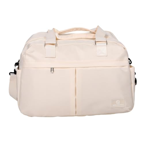 Happyyami Große Kapazität Sporttasche Mit Trennfächern Erweiterbare Fitness Reisetasche Für Frauen Für Gym Reisen Und Wochenendausflüge Cremefarben von Happyyami