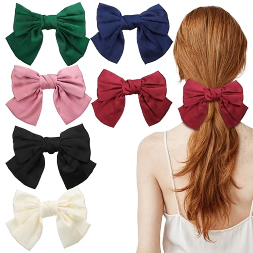 Happyyami 6stücke Satin-haarschleifen Große Schleifen Haarspangen Satinschleifen Für Damen Accessoires Für Hochzeiten Partys Und Alltag von Happyyami