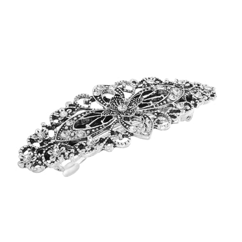 Happyyami Haarschmuck Mädchen Retro-Haarnadel Haarspangen mit Kristall-Strasssteinen Strass Blumen Haarspange Pferdeschwanzhalter Haarspangen Legierung Strass Silver von Happyyami