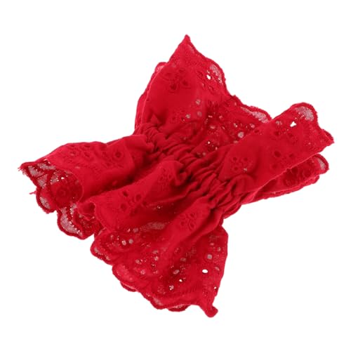 Happyyami Haarschmuck aus Spitze Blume Haargummi Lagen-Scrunchie Frauenhaarbänder elastische Haarringe Haarschmuck für Frauen Haargummis aus bestickter Spitze Nettes Haarseil Stoff rot von Happyyami