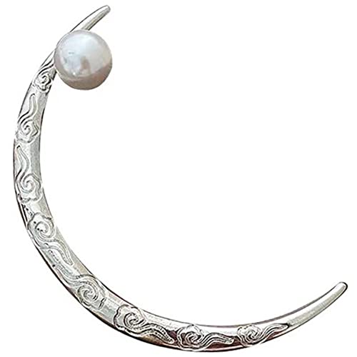 Happyyami Mädchen Haarstab Mondform Haargabel für Retro Haarschmuck für Dutt Metall Haargabel für Hochzeiten und Partys Haarnadeln für Dickes Haar Chinesische Haarstäbe mit Perlen von Happyyami