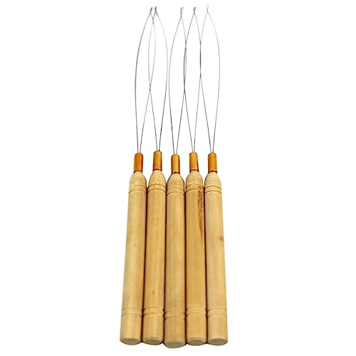 Happyyami Holzgriff Haarverlängerungsnadel DIY Mikroring Häkelnadel Werkzeug Für Haarverlängerungen Professionelles Zubehör Für Haarstyling Und Extensions von Happyyami