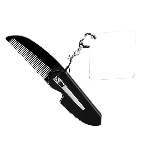 Happyyami Faltbarer Taschenkamm Für Männer Klappbarer Bartkamm Mit Spiegel Für Unterwegs Handlicher Reise-kamm Faltbares Design Mit Feinen Zähnen Für Bartpflege Und Tägliche Anwendung von Happyyami