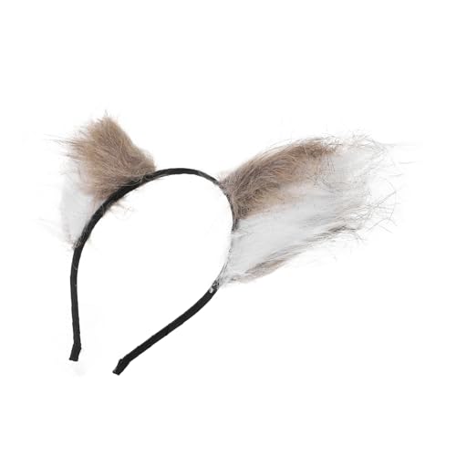 Happyyami Kostüm Stirnband Mit Fuchsohren Tierische Party Kopfbedeckung Für Cosplay Und Feste Braunes Haarband Mit Tierohren Für Erwachsene von Happyyami
