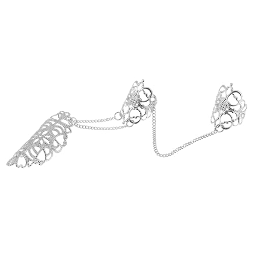 Happyyami Metall Finger Ring Mit Kralle Und Kette Für Frauen Gothic Stil Ring Für Fingerspitze Retro Design Damenring Schmuck von Happyyami