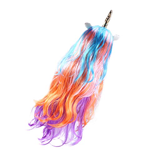 Happyyami Farbenfrohe Einhorn Perücke Für Damen Und Mädchen Lange Lockige Für Cosplay Und Partys Mit Goldenem Horn Für Festivals Und Rollenspiele von Happyyami