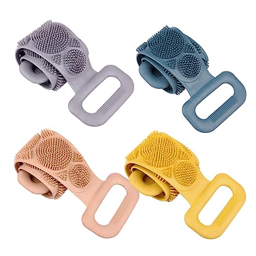 Happyyami Lange Silikon Duschhandtuch Rückenpeeling Gurt Badetuch Für Körperreinigung Mit Zwei Handgriffen Hautfreundliches Langlebiges Material Für Effektive Anwendung Im Badezimmer von Happyyami