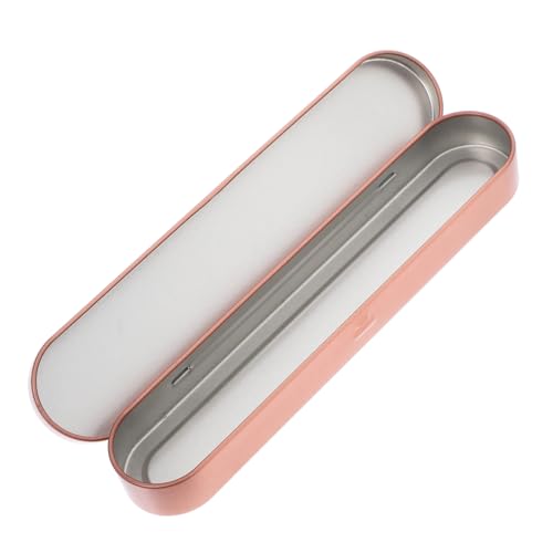Happyyami Langer Rechteckiger Metall Federmäppchen mit Klappdeckel Robustes Federmäppchen für Schule und Stylischer und Multifunktionaler Stifthalter Roségold für Erwachsene von Happyyami