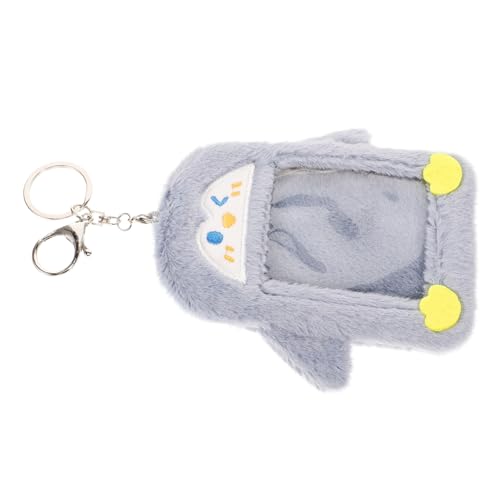 Happyyami Plüsch Kartenhalter Für Ausweise Und Kreditkarten Grauer Pinguin Sichtbarer Kartenetui Multifunktions-kartenhülle Für Schüler Und Berufstätige Mit Schlüsselanhänger von Happyyami