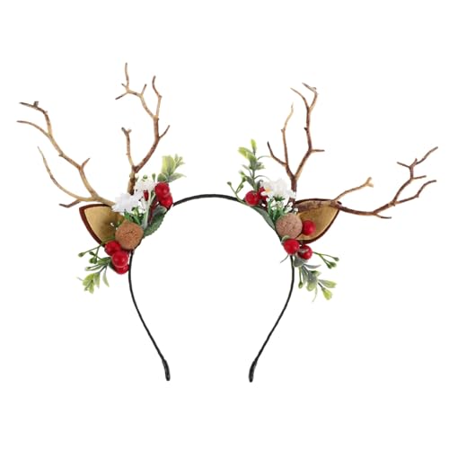 Happyyami Rentiergeweih-stirnbänder Mit Simulierten Baumzweigen Und Beeren Dekoratives Stirnband Für Feiertage Cosplay Und Partydekoration Weich Und Bequem von Happyyami
