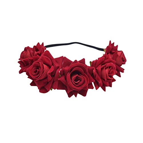 Happyyami Rosen Haarband Aus Flusenstoff Simulierte Rosenkopfbedeckung Partykopfschmuck Für Hochzeit Feier Abend Geburtstage Cosplay-partys Rot Weiß von Happyyami