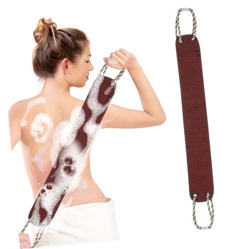 Happyyami Rückenwäscher Doppelseitig Peeling Schrubber für Dusche Ergonomisch Handseile Badetuch für Männer und von Happyyami