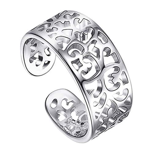 Happyyami Schmuckgeschenk Sterling Silber Kappe Ringe Einstellbare Offene Spitze Ringe Hohl Ring Boho Ethnische Öffnen Band Ring Ring Schmuck Geschenk für Frauen Männer Damenringe von Happyyami