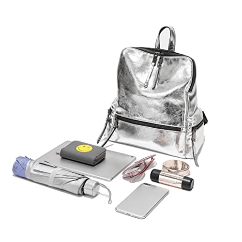 Happyyami Damen Fashion Rucksack aus PU mit Reflektierender Oberfläche Diebstahlschutz Hoher Stauraum für Frauen Mädchen und Studentinnen von Happyyami