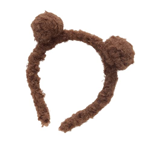 Happyyami Süßes und Niedliches Plüsch Bärenohren Haarband für Lustiger Haarschmuck für Mädchen Perfektes Accessoire für Partys und Festivals Dunkelbraun von Happyyami