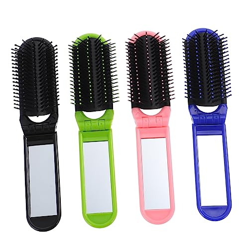 Happyyami 4stücke Faltbare Haarbürste Mit Spiegel Aus Pp-material Kompakt Und Leicht Für Reisen Ausflüge Und Fitnessstudio Als Reise-haarbürste Oder Taschen-haarkamm Für Damen Und von Happyyami