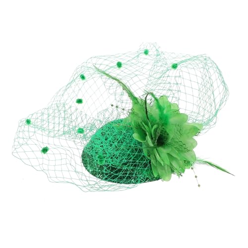 Happyyami Teeparty-hut Grün Mit Schleier Und Floraler Haarspange Für St Patrick's Day Ohrbekleidung Und Haarschmuck Für Frauen Und Mädchen von Happyyami