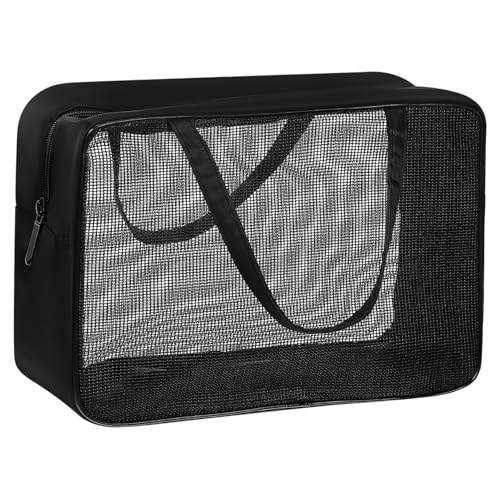 Happyyami Toiletry Bag Mesh Transparente Kulturtasche Mit Doppelhenkel Für Makeup Und Pflegeprodukte Platzsparend Und Für Damen Und von Happyyami