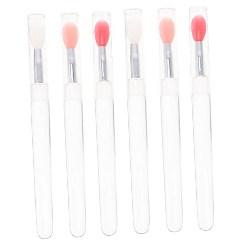 Happyyami Tragbare Silikon Lippenstift Applikatoren Und Lidschatten Pinsel Weiche Bürsten Für Lippenmasken Und Augen Make Up Transparent Mit Rosé Und Roten Köpfen von Happyyami