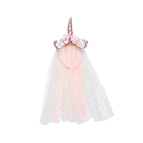 Happyyami Unicorn Haarreif Mit Schleier Für Mädchen Niedliches Kopfschmuck-accessoire Für Feste Geburtstagsfeiern Halloween Und Tägliches Tragen Elegant Und Rutschfest von Happyyami