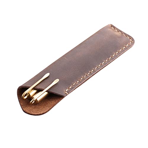 Happyyami Vintage Stiftetui Handgefertigt Schutzhülle Für Stifte Und Schreibgeräte Praktische Aufbewahrung Für Büro Schule Und Zuhause Braun von Happyyami