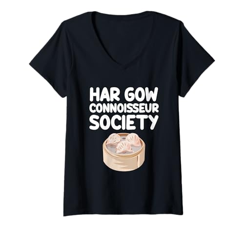 Damen Har Gow Connoisseur Society Dim Sum Südchinesische Küche T-Shirt mit V-Ausschnitt Damen Har Gow Connoisseur Society Dim Sum Südchinesische Küche T-Shirt mit V-Ausschnitt von Har Gow Lovers Goods