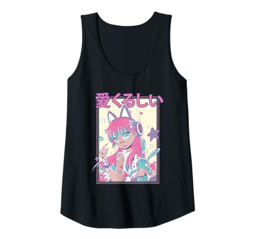 Damen Kawaii Candycore Liebenswertes Anime-Mädchen Tank Top von Harajuku Anime Girls Art