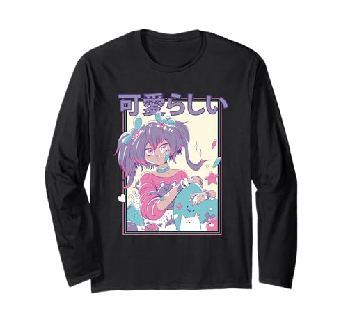 Kawaii Candycore Anime-Mädchen Langarmshirt von Harajuku Anime Girls Art
