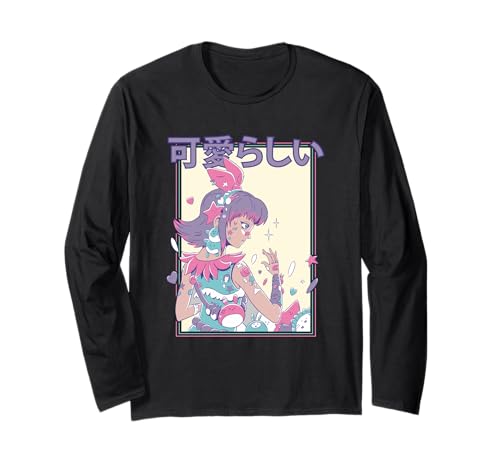 Kawaii Candycore Bezauberndes Anime-Mädchen Langarmshirt von Harajuku Anime Girls Art