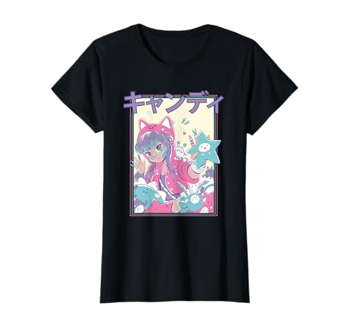 Kawaii Candycore Bezauberndes Anime-Mädchen T-Shirt von Harajuku Anime Girls Art